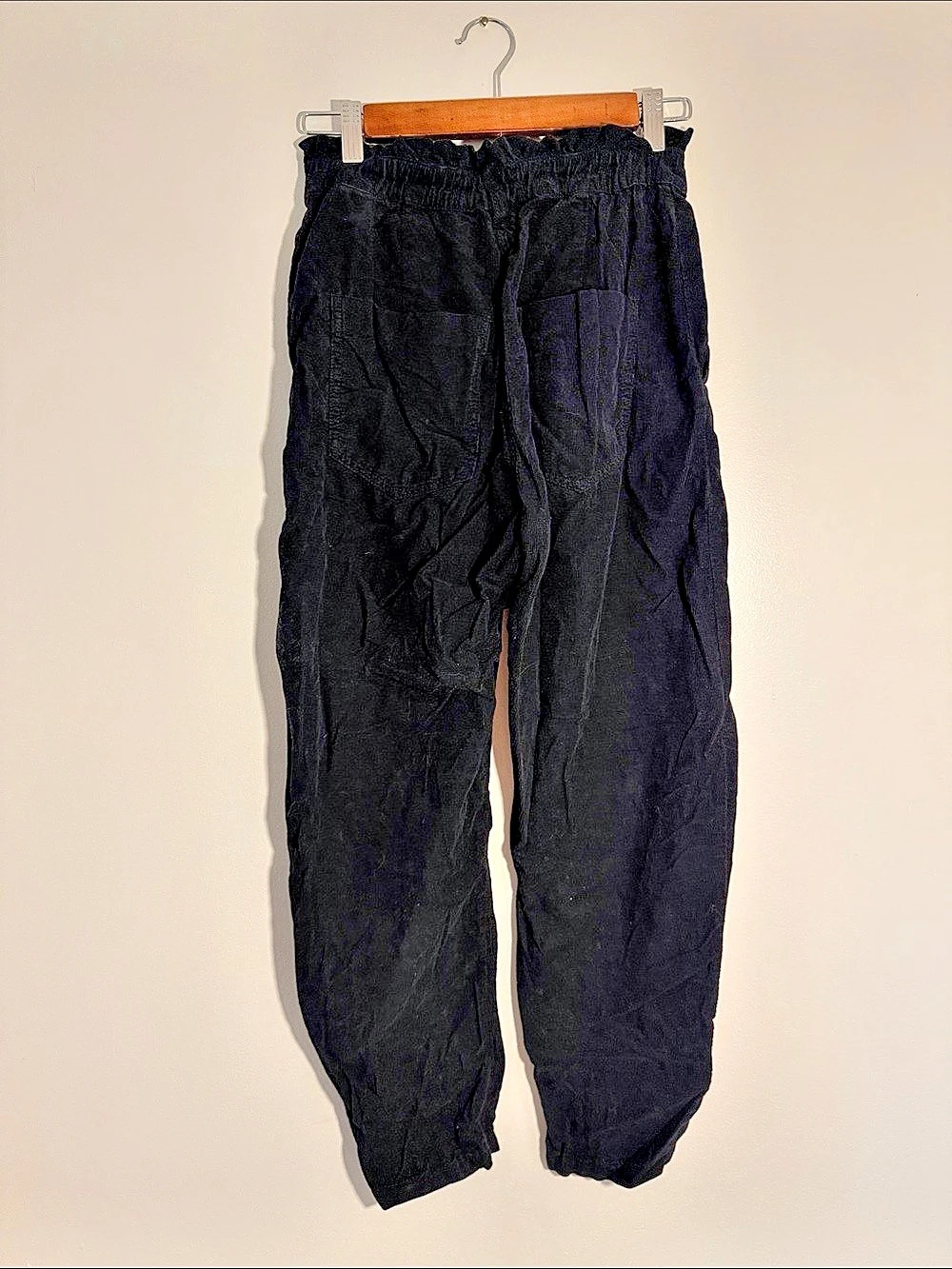 Zara Corduroy Paperbag Trousers Black US 2